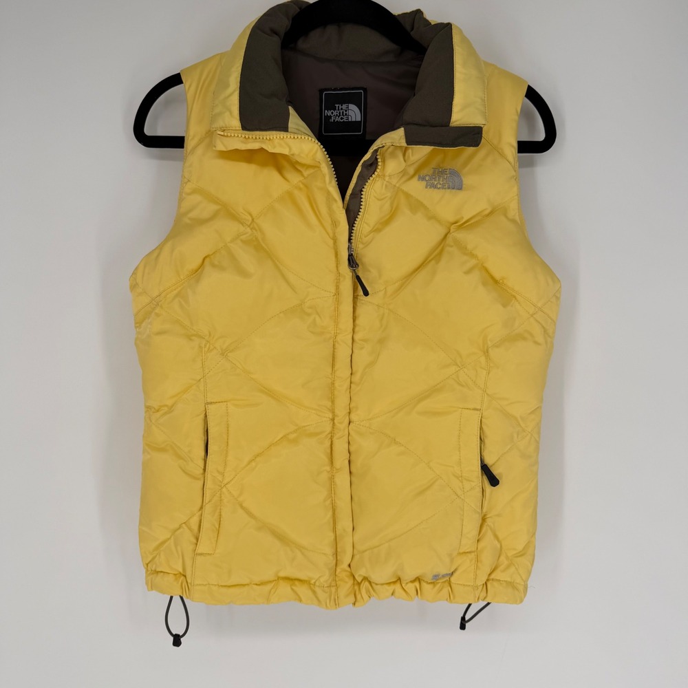 THE NORTH FACE 550 GOOSE DOWN DIAMOND QUILT PUFFER VEST XS LEMON MIST YELLOW SKI